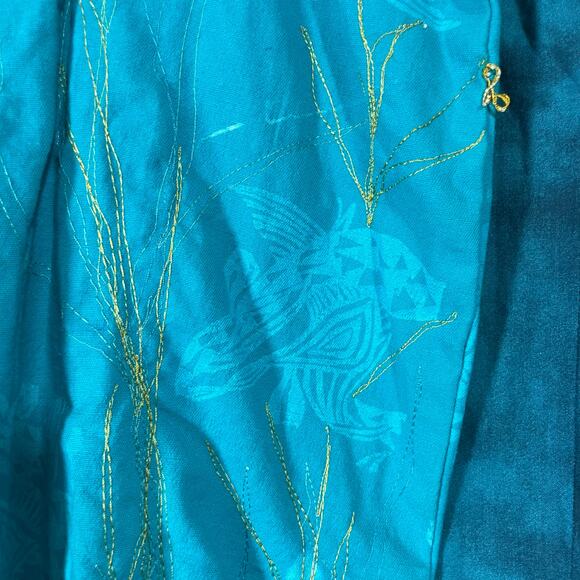 Hand Dyed & Embroidered Women's Teal Draped Artsy Jacket - Size M/L - Oversized - Picture 5 of 7